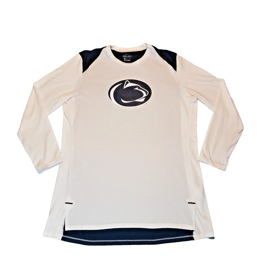 Nike Dri-Fit Penn State Nittany Lions Long Sleeve Shirt Men's Size L White Blue